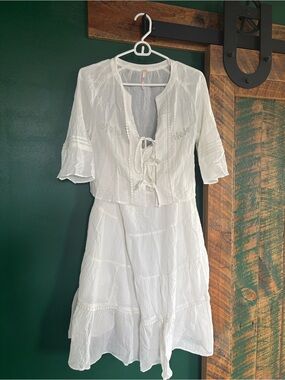 White Two-Piece Cotton Dress Set